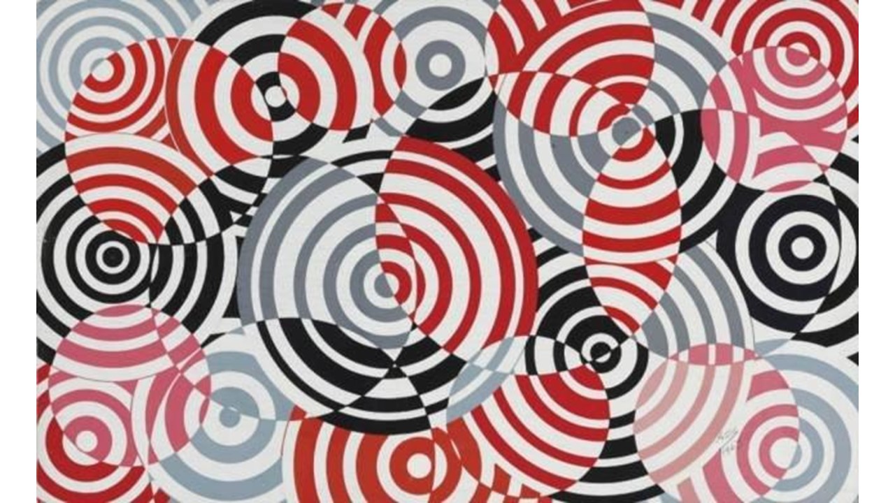 Concentric circles, 2008. Acrylic paint on wood. 120 x 200 cm.