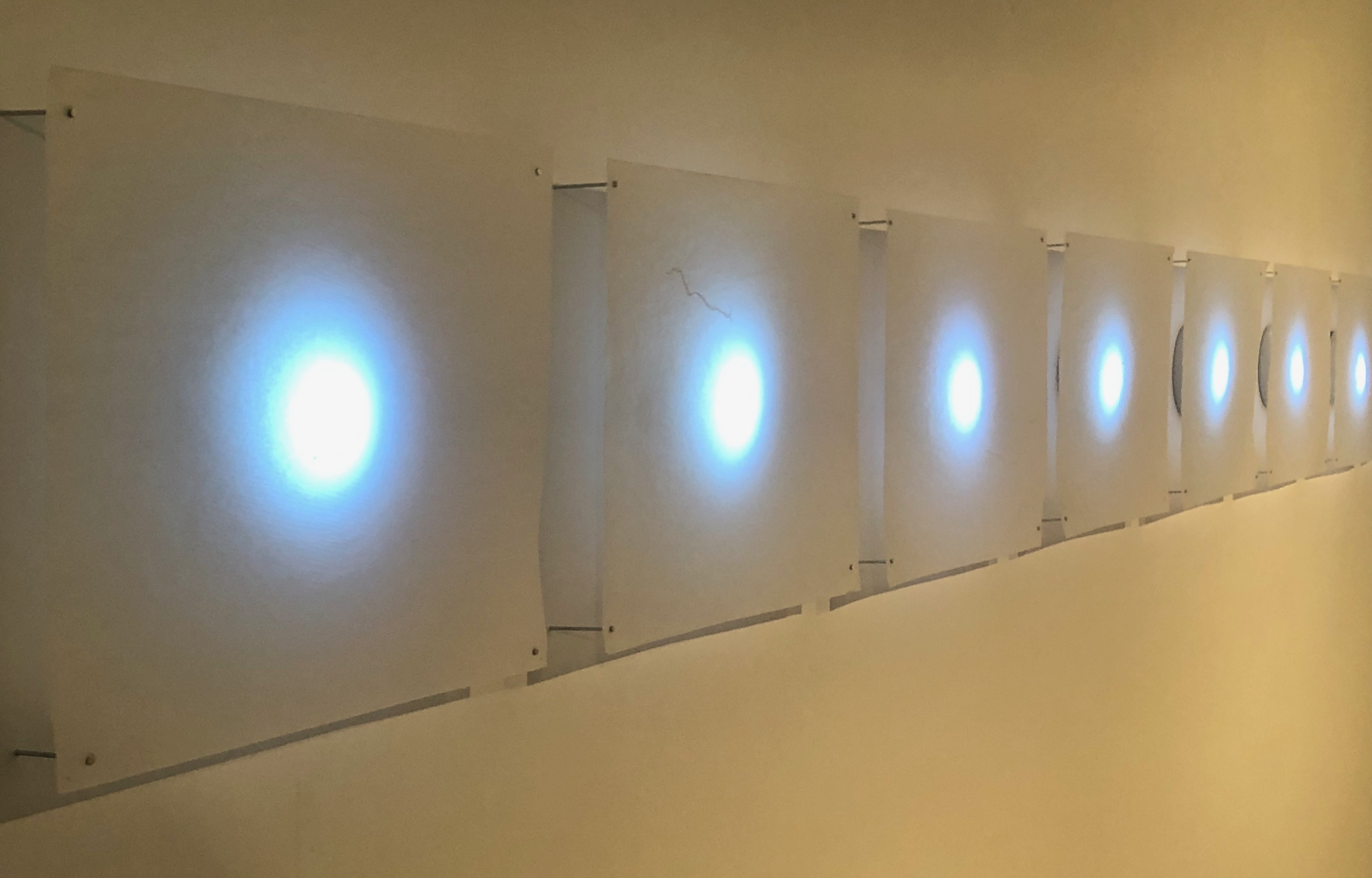 "Cold Data", 2019. 20 drawings of thread on paper (tracing paper). Installation. Unique piece. Variable measures.