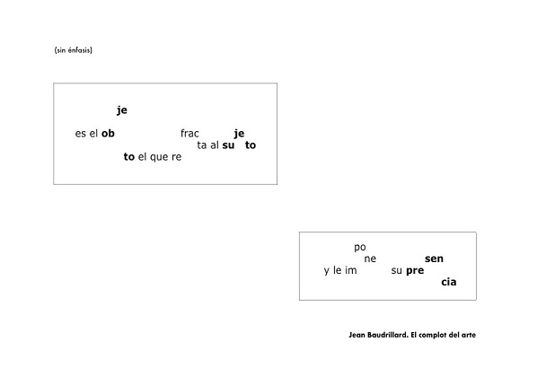 "Illusory Mirror Background - Text-score Jean Baudrillard", 2019. Text-score printed on a methacrylate mirror, displayed on a music stand.