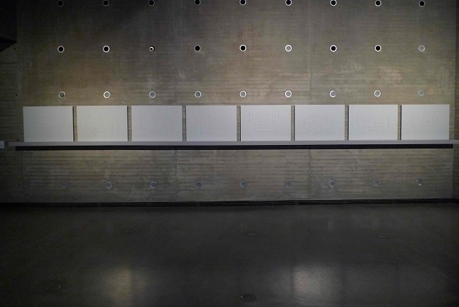 Vista de la instalación de la obra "Dedicatarias y dedicatarios" en el C3A de Córdoba, parte de su exposición individual titulada "Autorretratos", 2019.