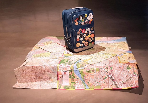 Installationiew of the sound and visual piece "El Retorno de Ulises" (2019) at the C3A in Córdoba, part of his solo exhibition entitled "Self-portraits", 2019.