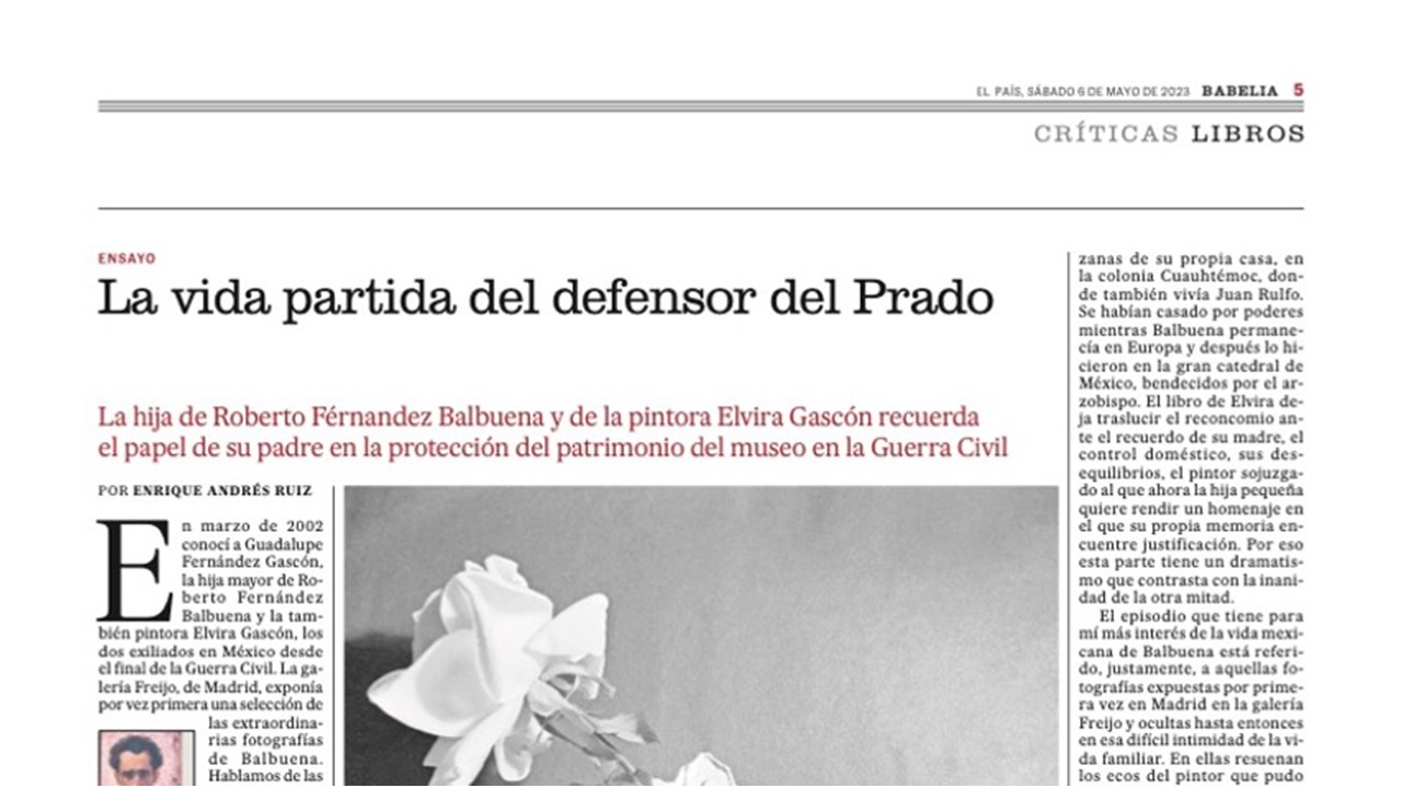 Clipping from publication in El Pais - Babelia. May, 2023.