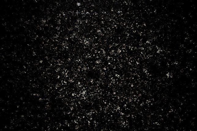 "Black Square II". Broken black glass on wood covered with black vinyl. 9 pieces . Variable measures.