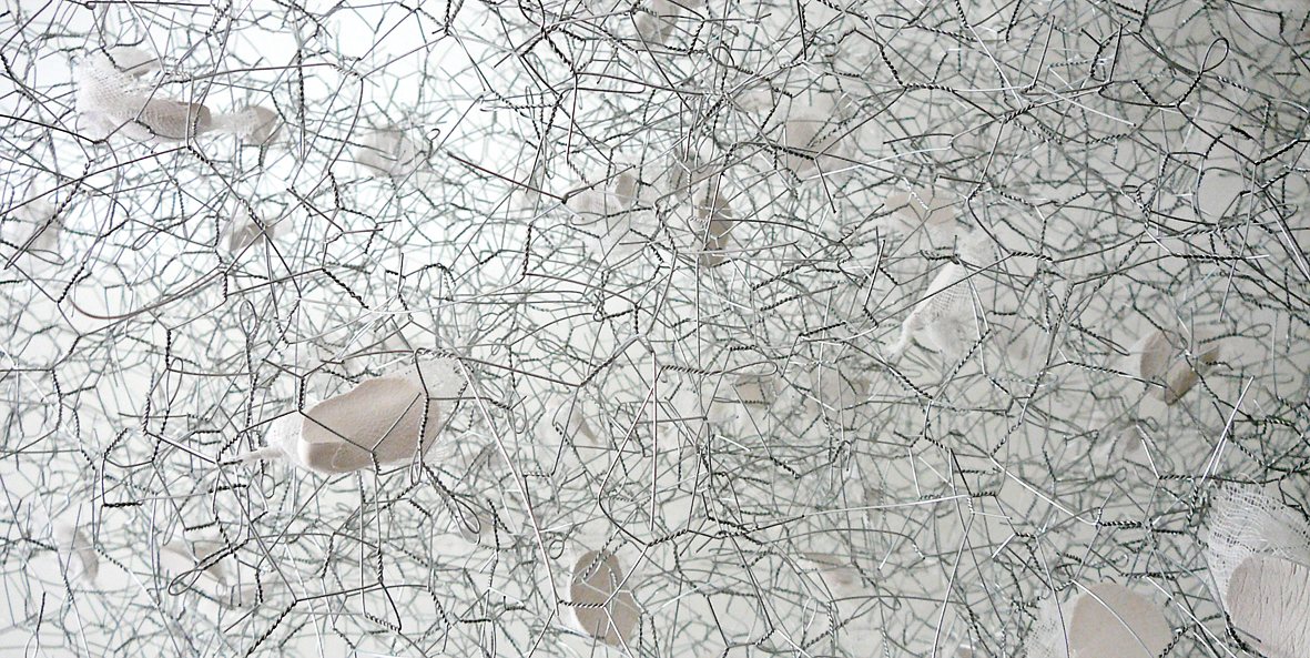 "Relics of Time", 2015. Plaster, gauze, wire, wood and photography. 150 x 80 x 60 cm. Exhibited at the Laboral, Gijón.