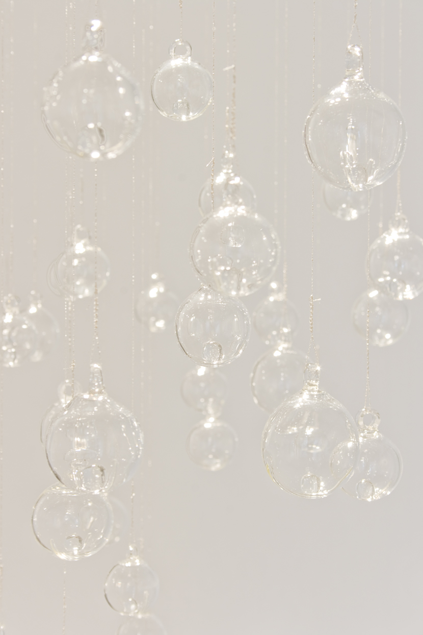 "Break the Silence", 2010-2012. Glass and woven silver thread. Variable measures.