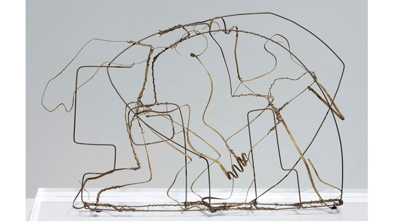 "Workers at work". 1949. Brass band. 23 x 48 x 8 cm.
