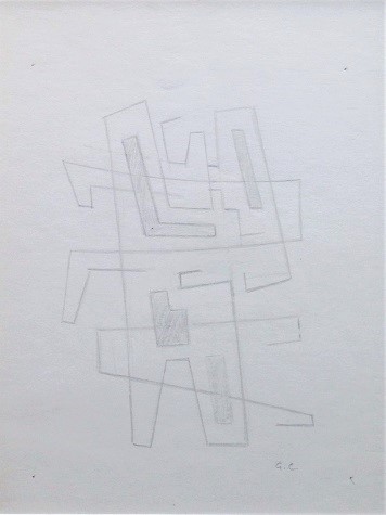 "Abstract Shape" (sketch for sculture), 1944. Pencil on paper. 31 x 23,5 cm. It was included in the exhibition "Cold America. Geometric Abstraction in Latin America (1934-1973)" at Fundación Juan March, Madrid, 2011.