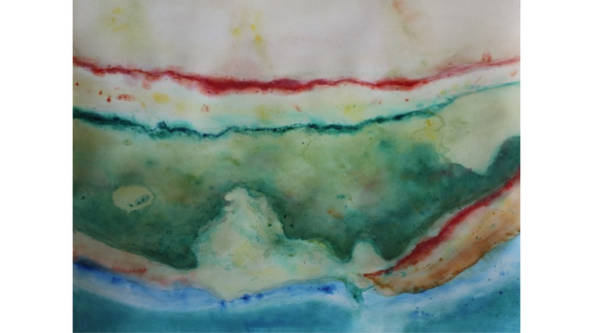 "Amarillo y Rojo Sin Título II", 2018. De la serie "Arqueología del Color". 56 x 75 cm.