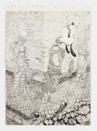 "My Daily Walk", 2019. Ink on paper. 40 x 29,5 cm. Photo: Pedro Laguna
