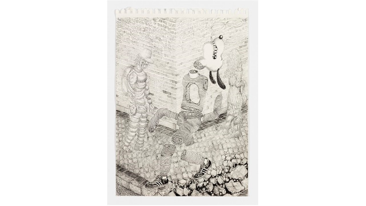 "Mi paseo diario", 2019. Tinta sobre papel. 40 x 29,5 cm. Fotografía: Pedro Laguna