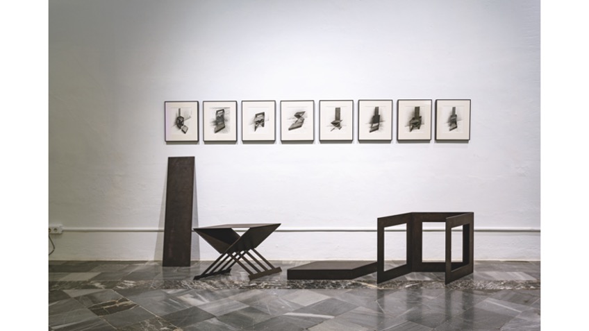 "Silla cuatro elementos", 1986. Iron and photography.