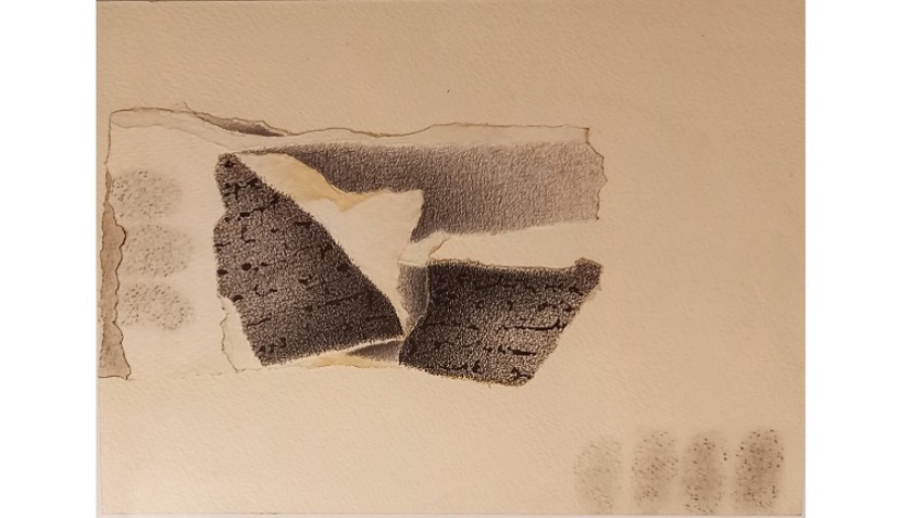 "Fragmentos autocensurados", 1975. 22,7 x 31,5 cm. Residuos de papeles intervenidos.