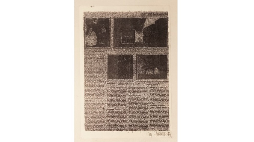 "Recovery of an art review", 1978. 23,7 x 16,5 cm. Intervened printed paper.