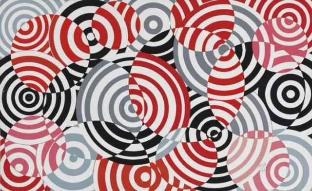 Concentric circles, 2008. Acrylic paint on wood. 120 x 200 cm.