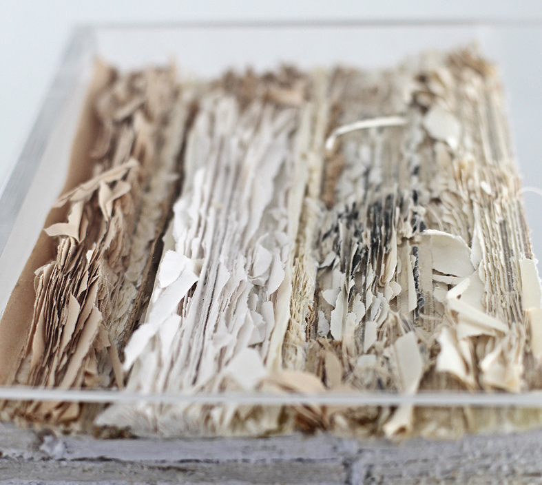 "True Histories: Common Ground", 2014. Paper, adhesives, methacrylate. 21 x 21 x 20 cm. aprox.