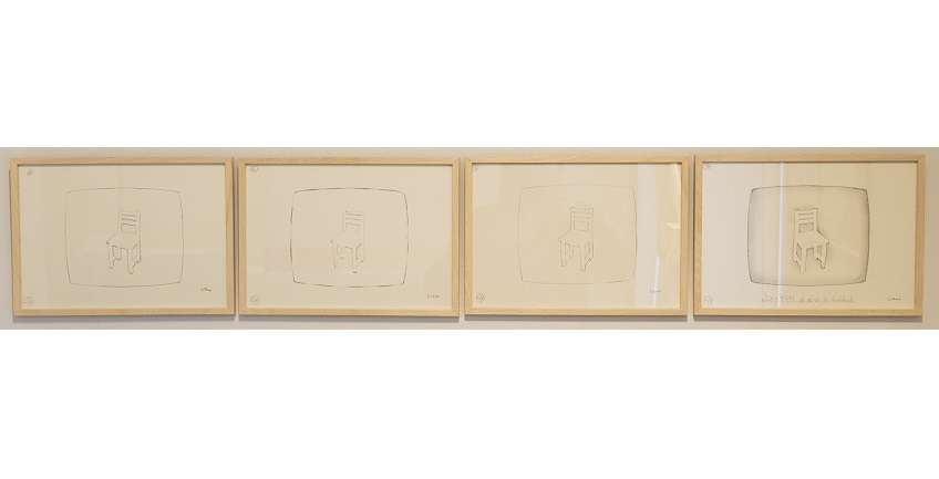 "Reflejos", 1974. Serie de 7 dibujos a lápiz, usando plantillas, sobre Canson (adicionalmente, se incluyen sus dos plantillas). 21 x 29,8 cm cada uno.