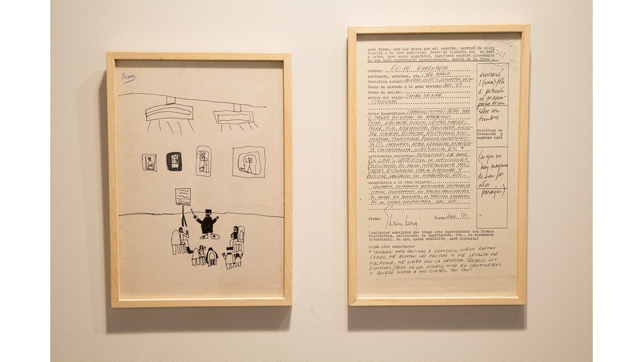"Form". 1971. "Child's drawing". 1992. Diptych. "Felipe Ehrenberg  67'  //  15'" at Freijo Gallery in 2015.