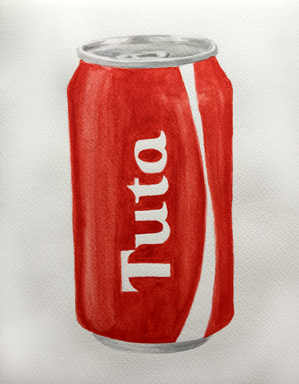 "Tuta". Contra Versus Anti Series. Watercolour on paper. 9.4 x 7 in.