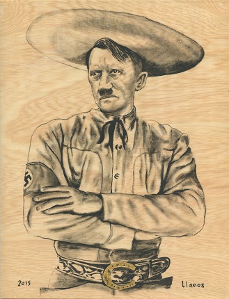 "Adolfo dressed as a charro." Series Matria. Mexico, 2015. Gold mica and oil on wood. 28 x 21,4 cm.