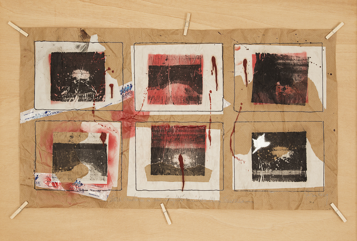F. Ehrenberg. "Seis ventanas a mi Casa/México–con ira y tristeza". 2014. 56 X 98 cm.