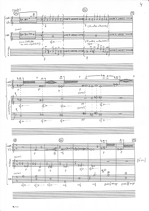 Cristal II. Music Sheet. 2 pages 31,5 x 43 cm. and 3 pages 31,5 x 21,5 cm.