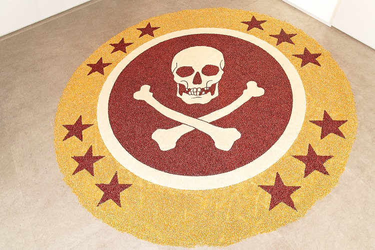 Jolly Roger, 2018. Corn, beans and rice. 3m diameter.