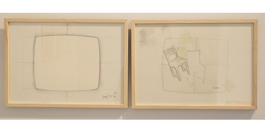 F. Ehrenberg. "Reflejos", 1974. Serie de 7 dibujos a lápiz, usando plantillas, sobre Canson (adicionalmente, se incluyen sus dos plantillas). 21 x 29,8 cm cada uno.