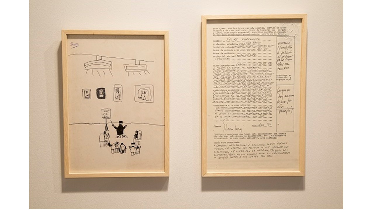 F. Ehrenberg. "Form". 1971. "Child's drawing". 1992. Diptych: Photocopy on paper and original ink writing and anonymous original drawing, signed R.M.