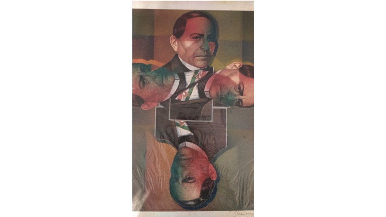 Felipe Ehrenberg. "The Cross of Juarez," 1981. Collage. 39 x 31,5 cm. Work on view during the exhibition "Espejulacciones" at Freijo Gallery, 2018.