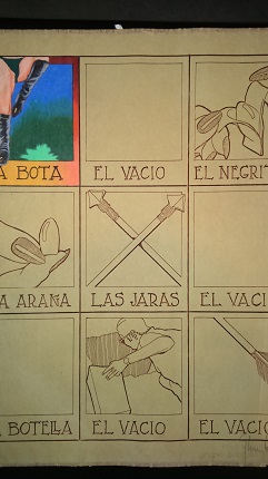F. Ehrenberg. "La bota. El vacío. El negrito. La araña. Las jarras. El vacío. La botella. El vacío. El vacío", 1979. Collage. 33,6 x 29,6 cm.