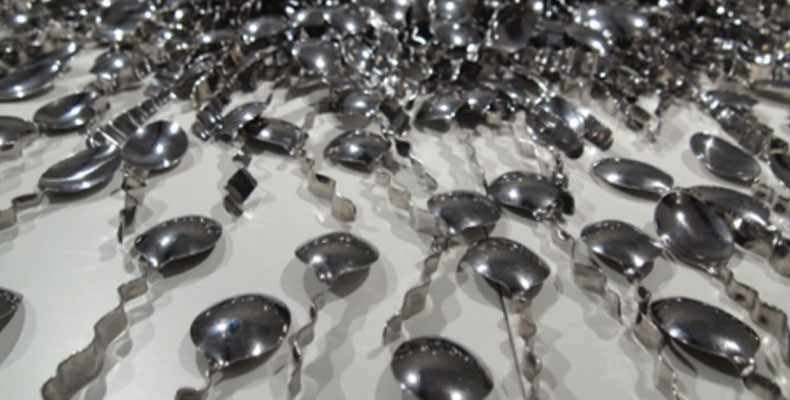 Detail of "Nineteen hundred and seventy-five spoons," 2012. Installation.