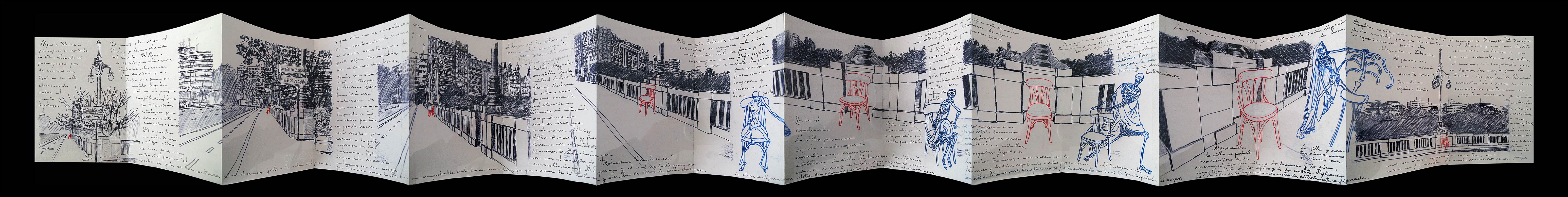 "Travelling on the Turia" (complete) 2012. Mixed technique on paper.