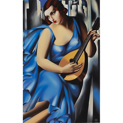 "Femme Bleu a la Guitare o Le Musicienne", 1929. Year of creation of the serigraphy: 1991. 112,3 x 73,5 cm.