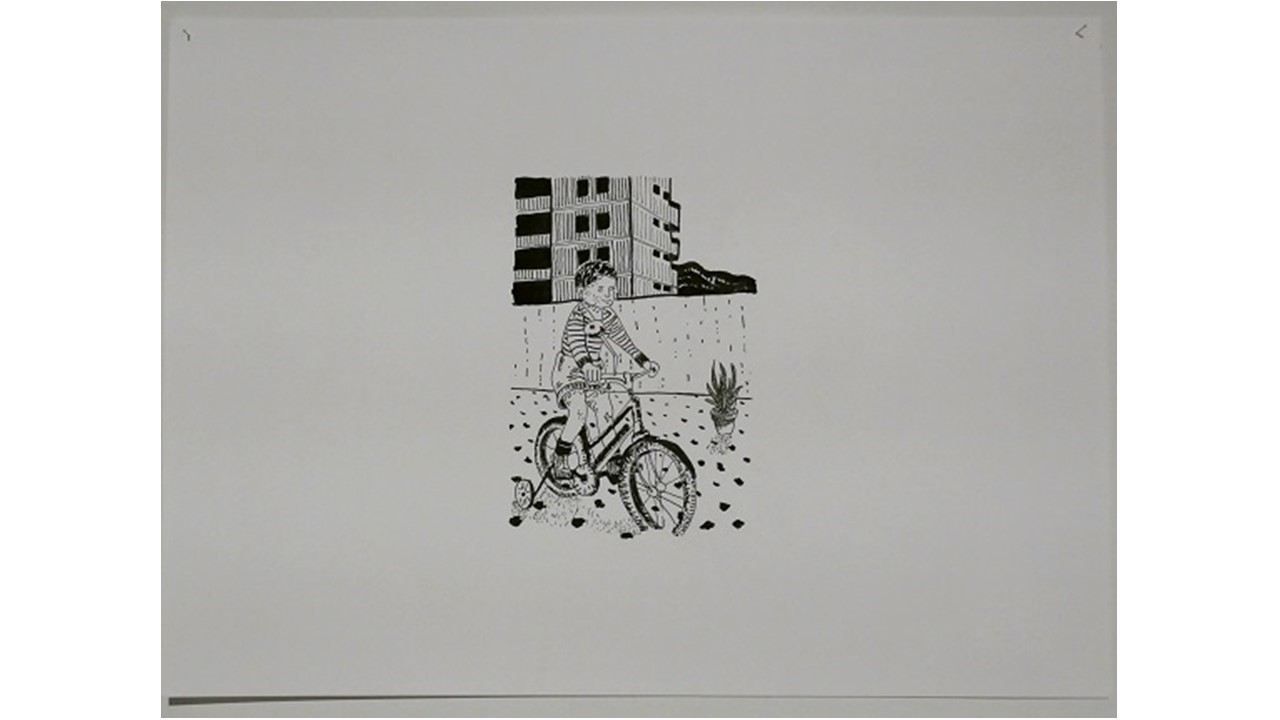 "La pesca", 2019. 24 x 33 cm, dibujo, tinta china sobre papel Fabriano. Pieza única