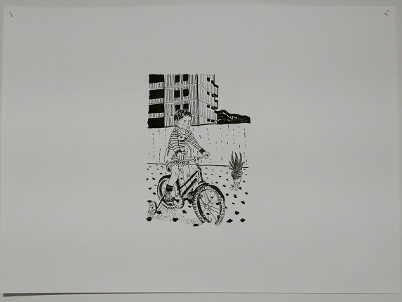 "Fishing", 2019. 24 x 33 cm, drawing, chinese ink on Fabriano paper. Unique piece