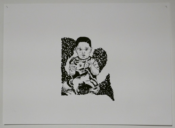 "Fishing", 2019. 24 x 33 cm, drawing, chinese ink on Fabriano paper. Unique piece