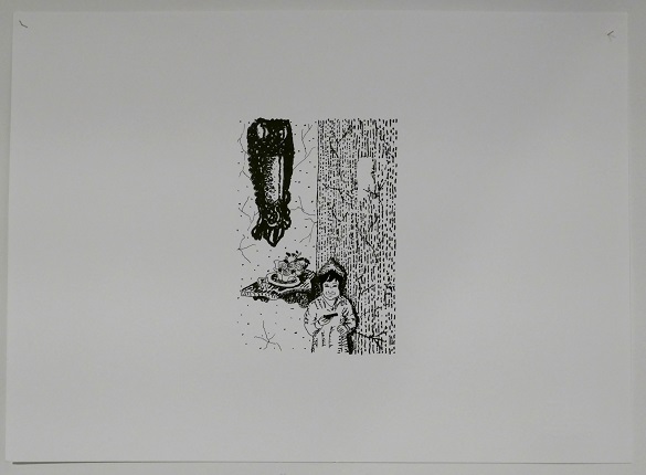 "Fishing", 2019. 24 x 33 cm, drawing, chinese ink on Fabriano paper. Unique piece