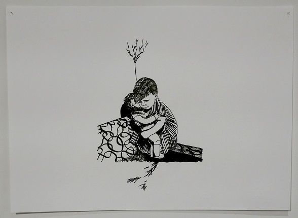 "Fishing", 2019. 24 x 33 cm, drawing, chinese ink on Fabriano paper. Unique piece