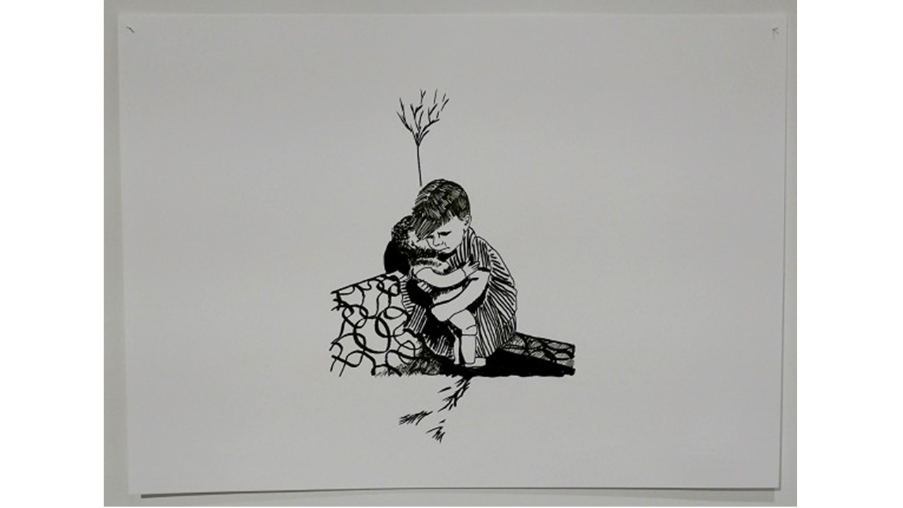 "Fishing", 2019. 24 x 33 cm, drawing, chinese ink on Fabriano paper. Unique piece