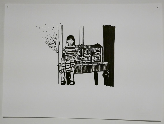 "Fishing", 2019. 24 x 33 cm, drawing, chinese ink on Fabriano paper. Unique piece