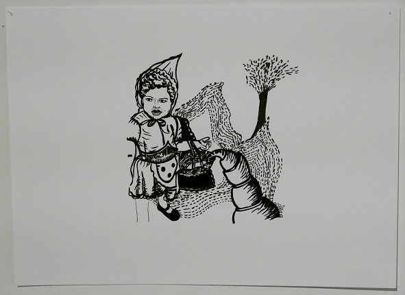 "Fishing", 2019. 24 x 33 cm, drawing, chinese ink on Fabriano paper. Unique piece