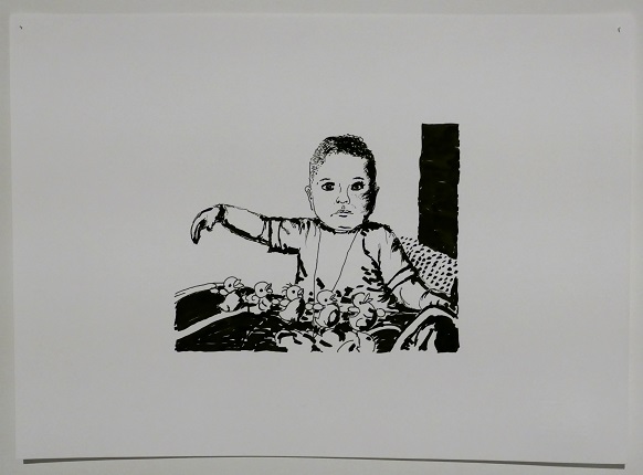 "Fishing", 2019. 24 x 33 cm, drawing, chinese ink on Fabriano paper. Unique piece