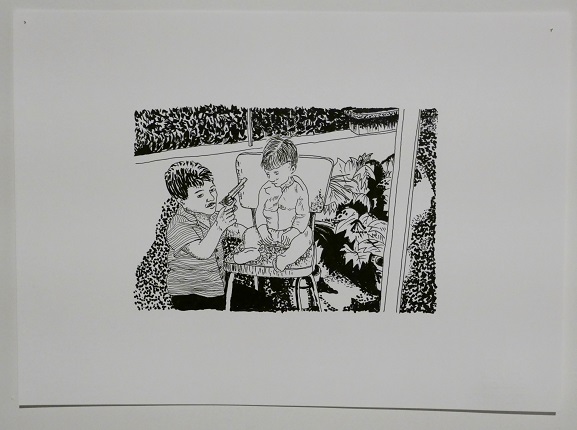 "Fishing", 2019. 24 x 33 cm, drawing, chinese ink on Fabriano paper. Unique piece