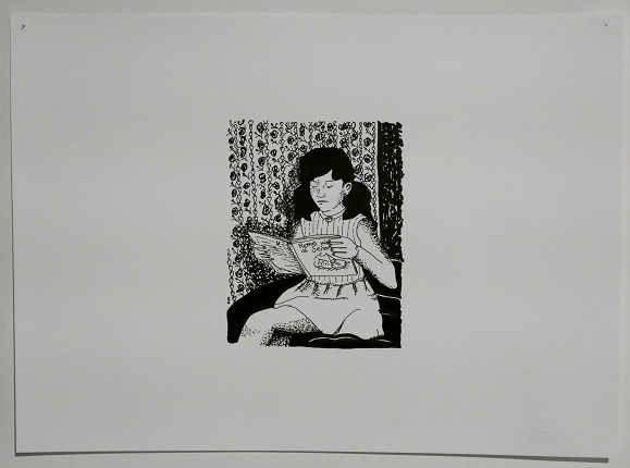 "Fishing", 2019. 24 x 33 cm, drawing, chinese ink on Fabriano paper. Unique piece