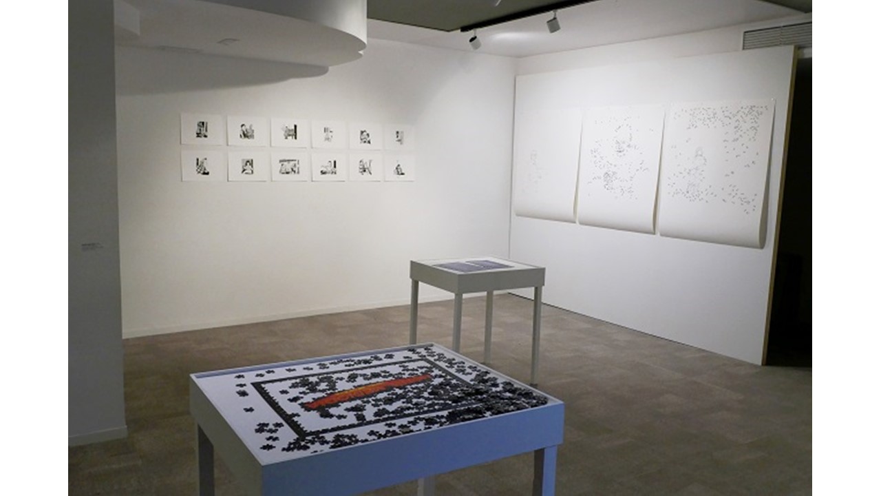 Installation view of Ángela Bonadies' exhibition "La Pesca" in the LZ46, Freijo Gallery, 2019.