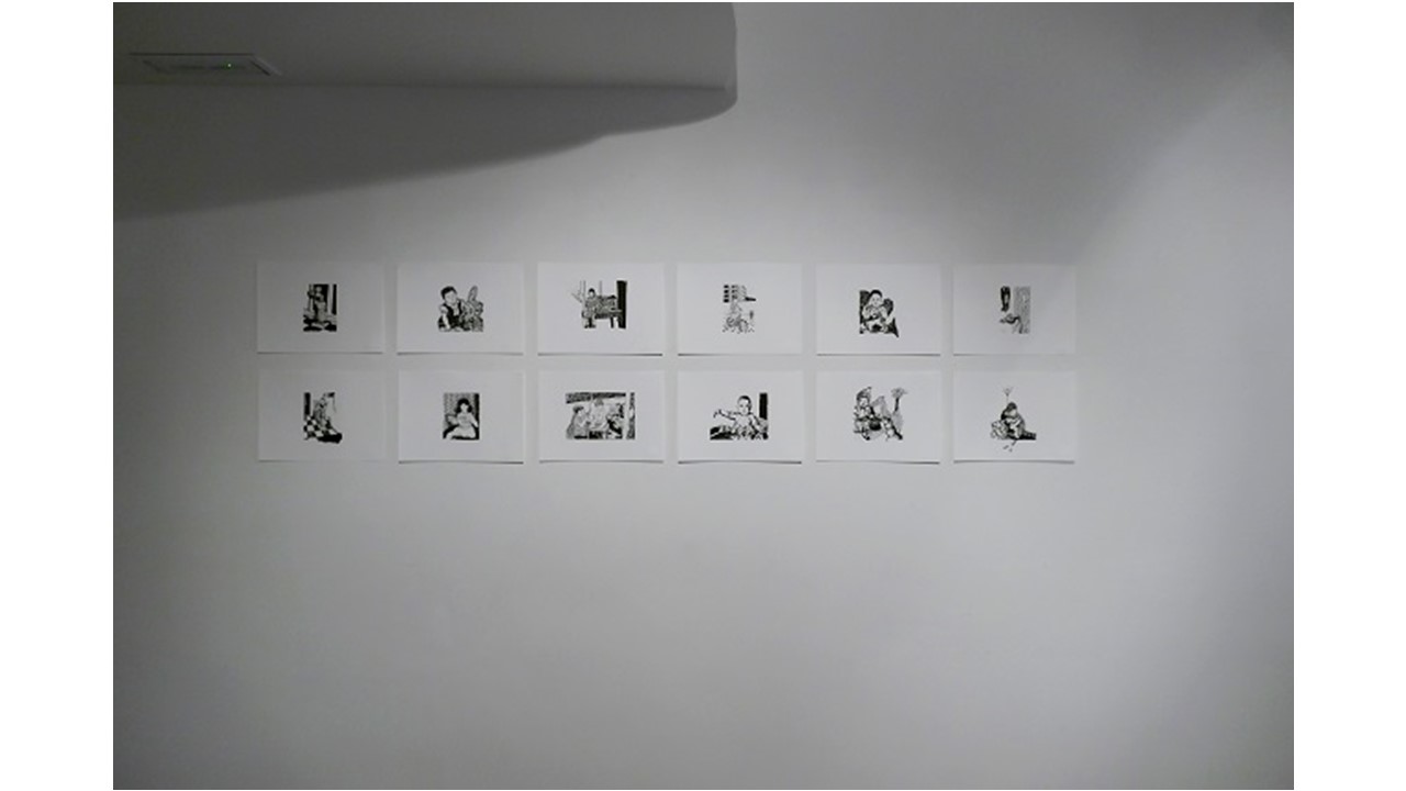 Vista de la exposición de Ángela Bonadies "La Pesca" en el programa LZ46 de Galería Freijo, 2019.