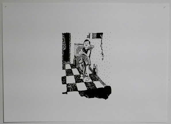 "Fishing", 2019. 24 x 33 cm, drawing, chinese ink on Fabriano paper. Unique piece