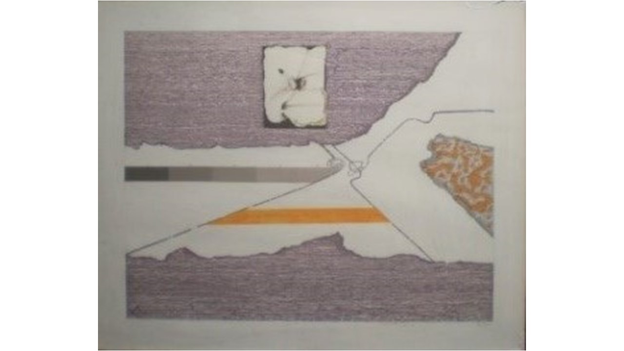 Sin título, 1972. Mixta y collage sobre cartulina, 72 x 89 cm.