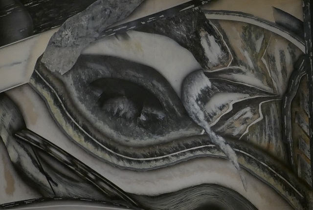 "El nervio del amor pasó por el ojo (Los planetas llorando)", 1990. Pintura sobre lienzo, 200 x 300 cm.