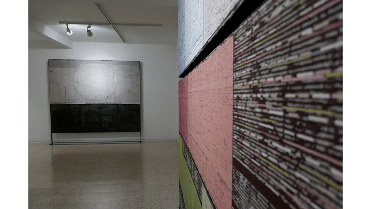 Vista de la exposición "Archivos cromáticos. Obra reciente de Enrique Brinkmann", Galería Freijo, 2020.